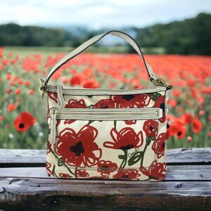Coach Poppy Flora Hippie Shoulder Bag Purse 22440 Red Green White Patent Trim